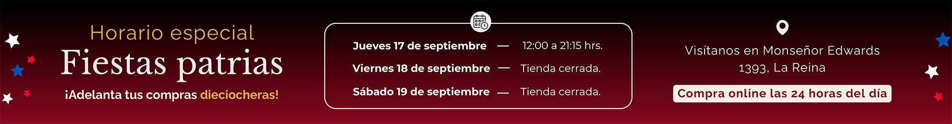 Horario Atención Septiembre 2026 - Tienda de Vinos La Reina